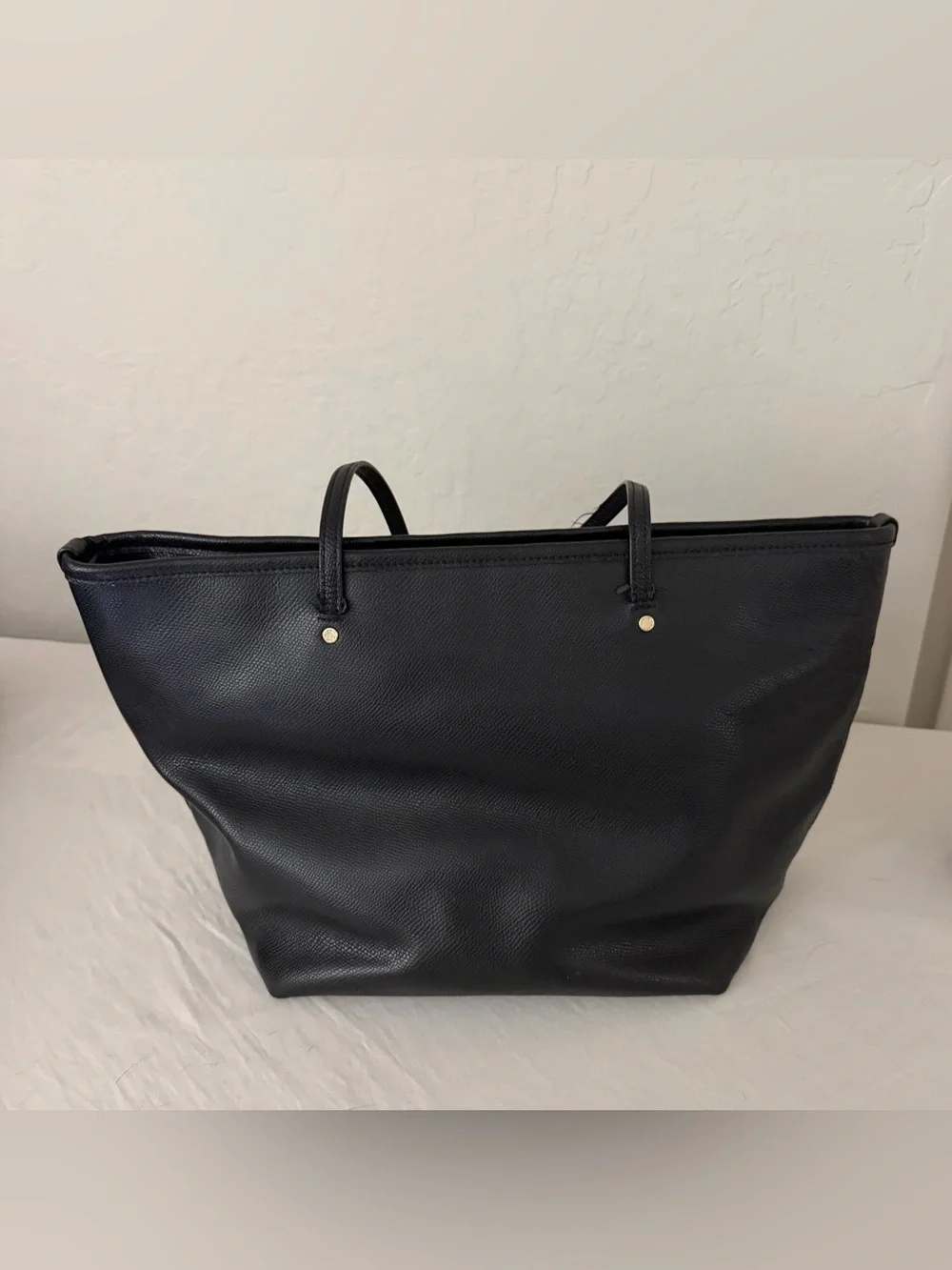Coach Black Pebbled Leather Shoulder Tote- straps frayed - note pics